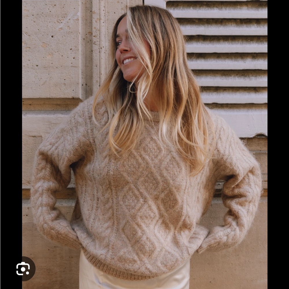 Daily Drills Tan Cable Knit Sweater
